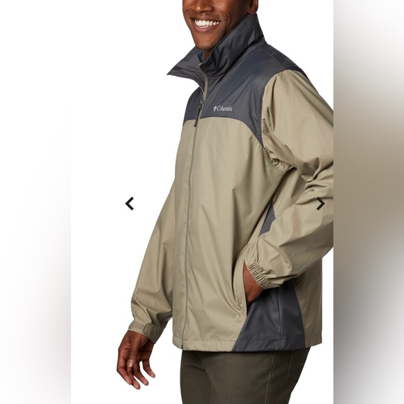 NWOT Men’s Size Large Columbia Glennaker Lake Rain Packable Jacket In Tusk/Grill - Picture 1 of 15